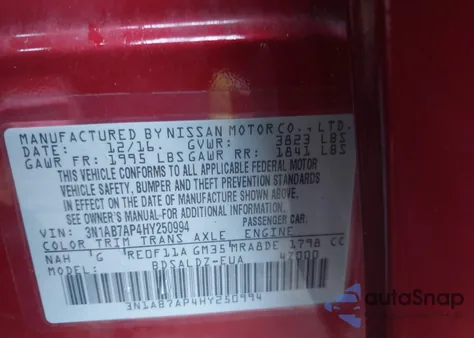 2017 Nissan Sentra Sv from USA, damaged, VIN 3N1AB7AP4HY250994